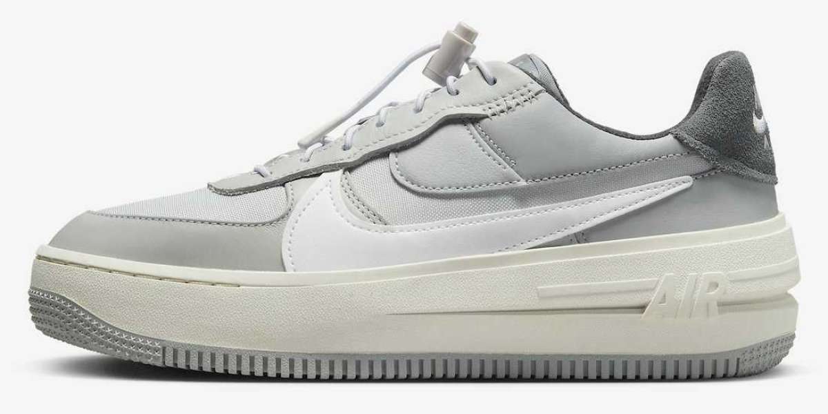 2022 New Nike Air Force 1 PLT.AF.ORM Grey White DZ4985-097 shoelace design is a bit interesting!