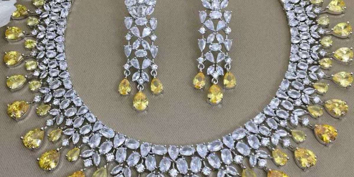 Yellow Sapphire Necklace Canary Diamond Set