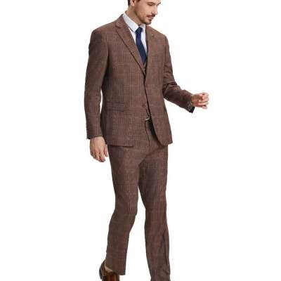 Stacy Adams Men's Brown Square Pattern 3 Piece Suit SM159H1-153 Profile Picture
