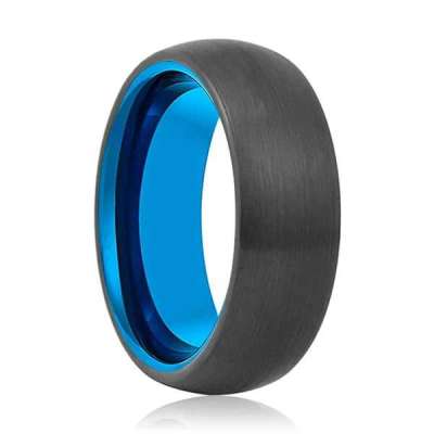 ATASI | Blue Tungsten Ring Black Domed Profile Picture