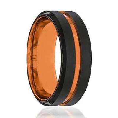 ASCARI Luscious Orange Tungsten Wedding Band | Black Wedding Band Profile Picture