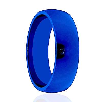 LIGHTNING Blue Polished Tungsten Wedding Band - Blue Wedding Bands Profile Picture