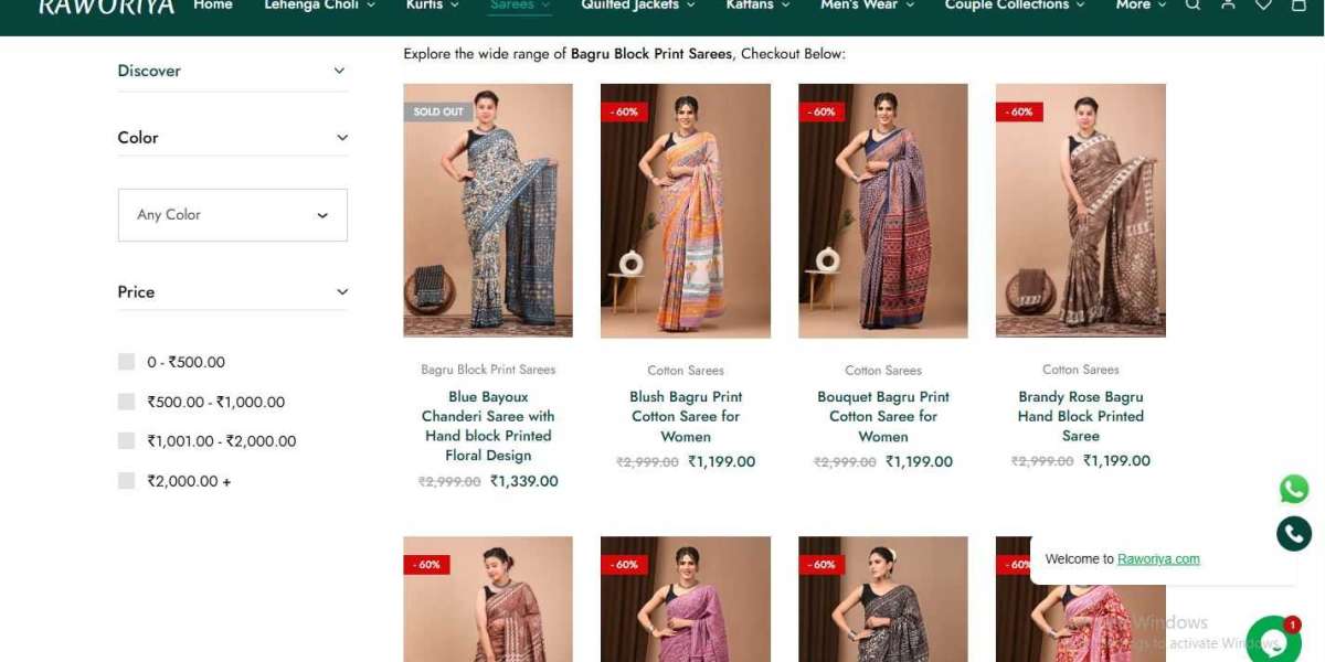 Bagru Block Print saree