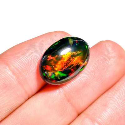 Oval Black Ethiopian Opal Cabochon | High-Fire Natural Gem Profile Picture
